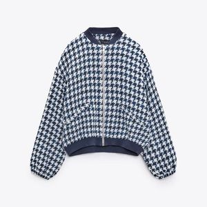 Zara houndstooth bomber jacket